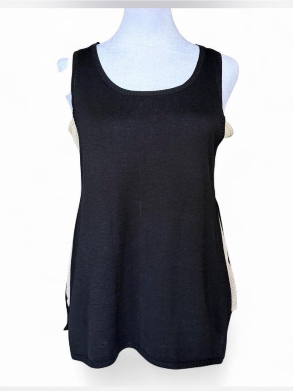 Nanette Lepore Black Silk and Cotton Knit Scoop Neck Tank